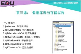 网狐Cocos经典游戏开发教程03：数据库表与存储过程